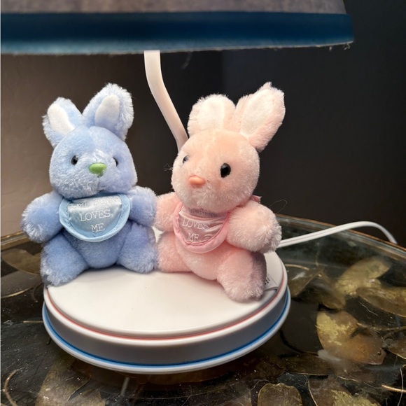 Dolly Inc. Vintage Somebunny Pink Blue Yellow Bunny Children’s Lamp Kids - Picture 3 of 6